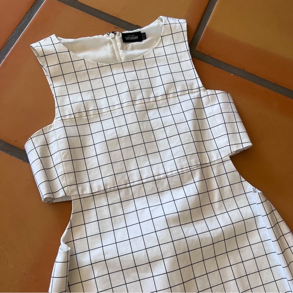 NWOT Kate Spade Saturday Window Pane Side Cut-out Dress - Picture 5 of 6